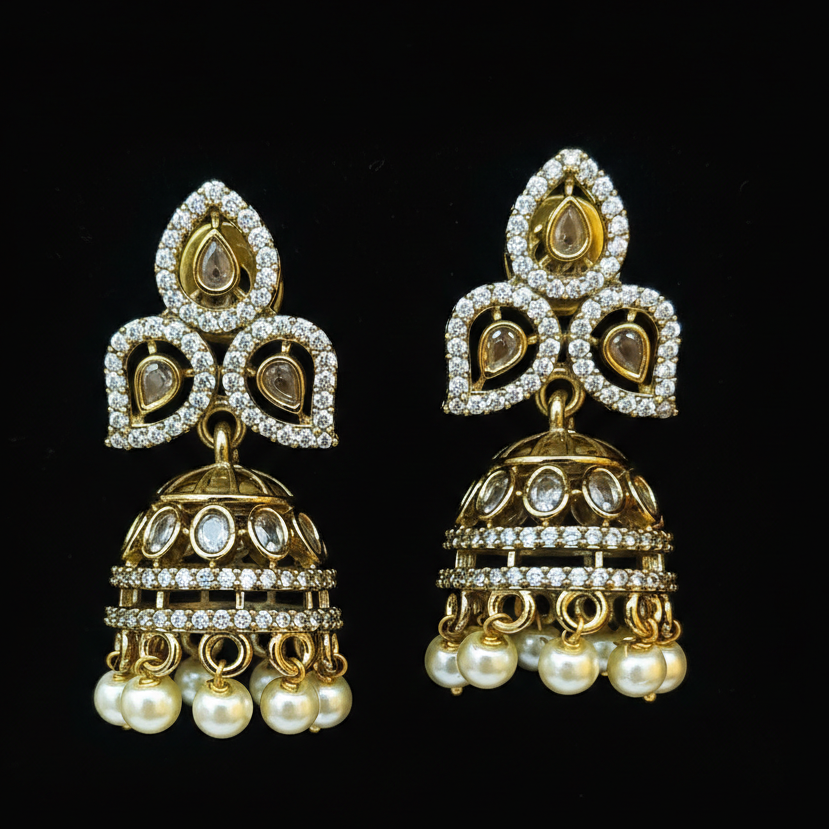 Hasli Victorian Royal Peacock Kemp Choker Set – Antique Gold Finish-NM1003