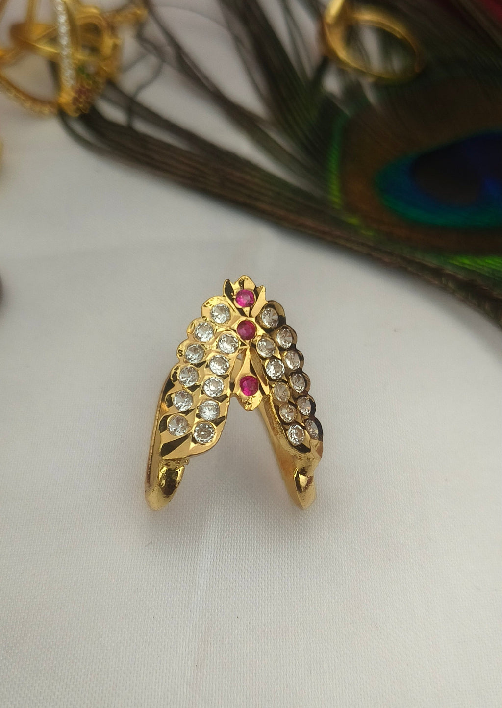 Five metal double line Ring - R-1052