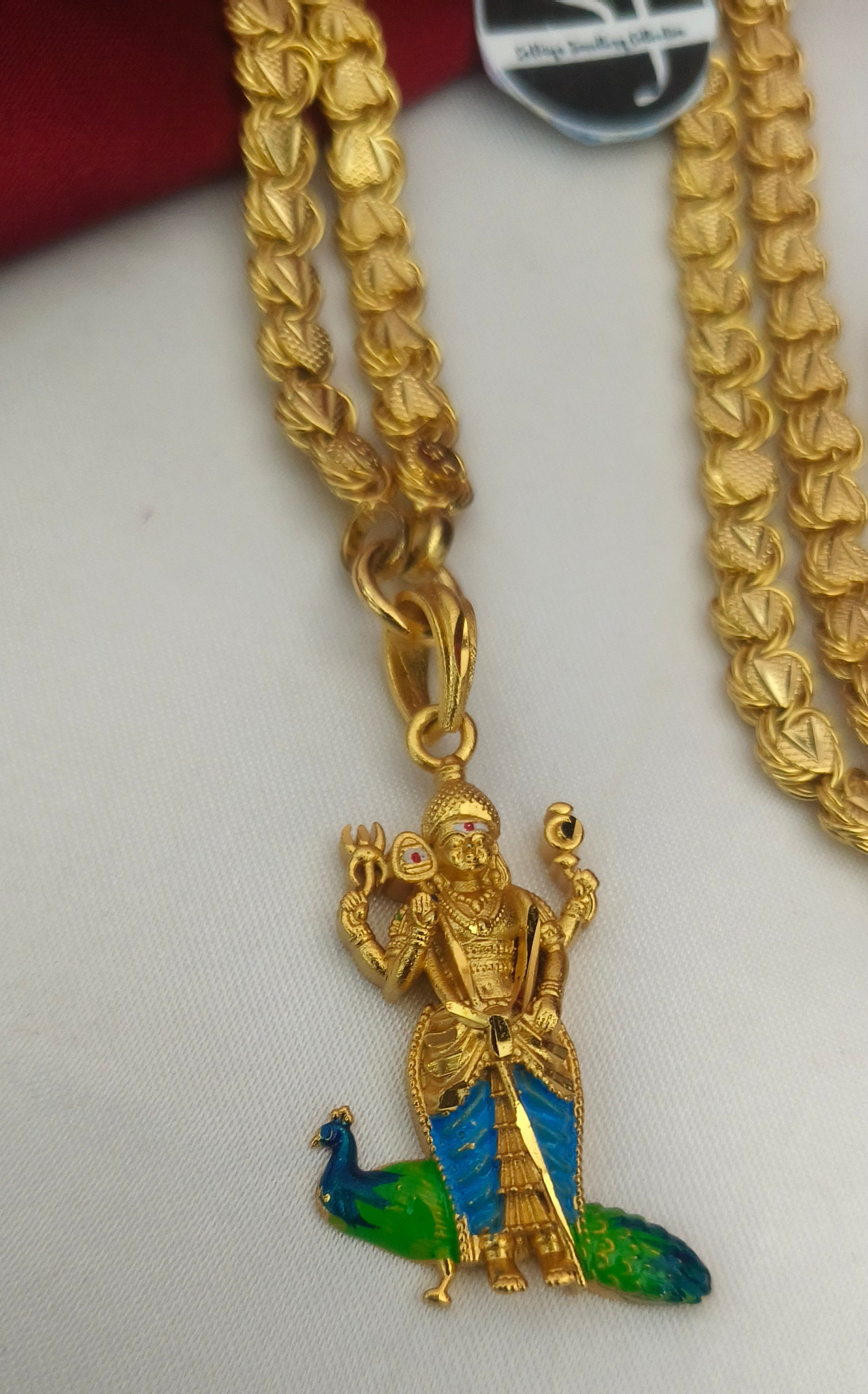Lord Murugan Dollar Chain – Premium Gold-Finish Temple Jewellery-DL-1002