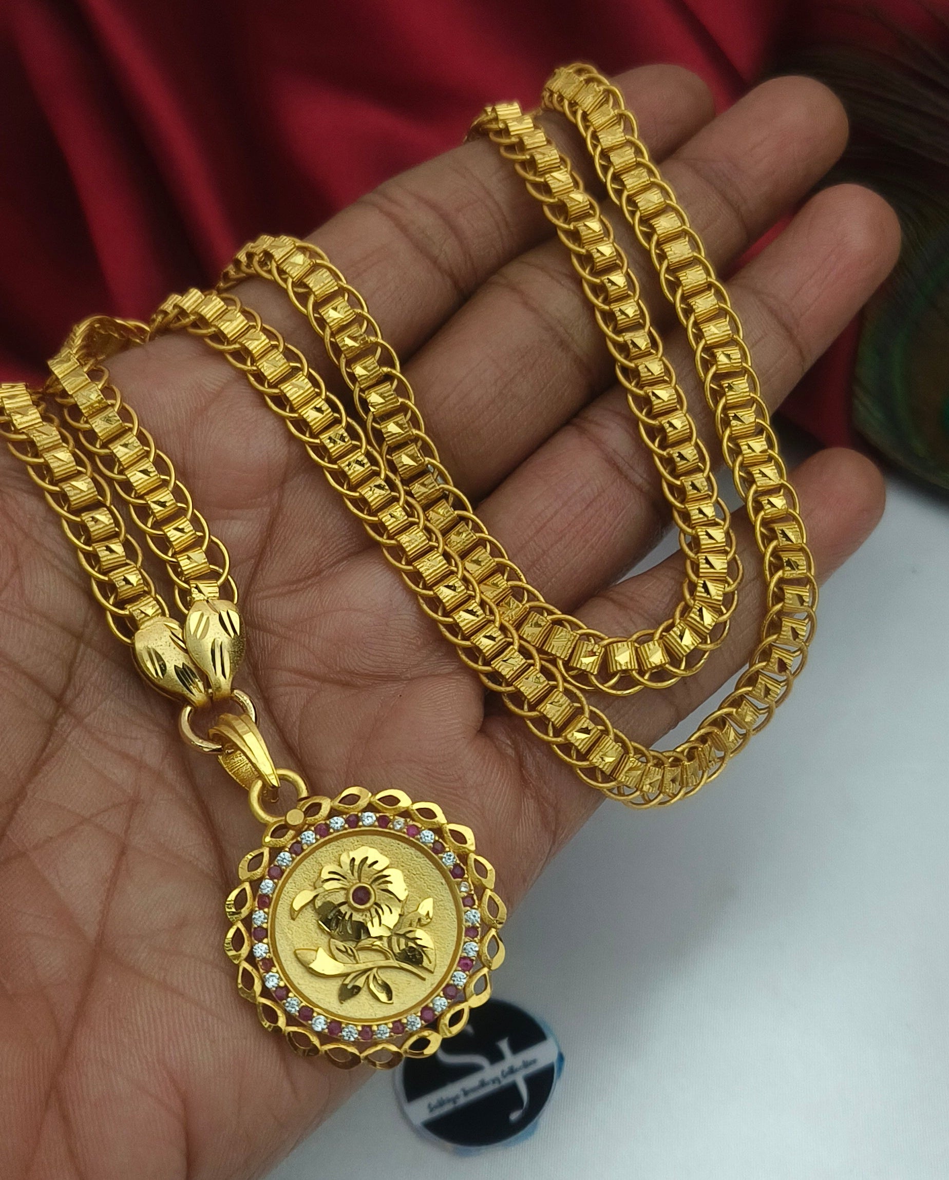 Flower pattern one gram forming doller chain - DL-1004