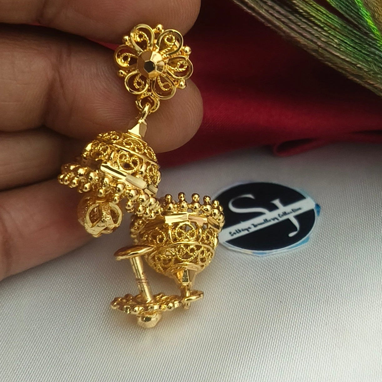 Microplated Jumka with ball drops - EC-1020