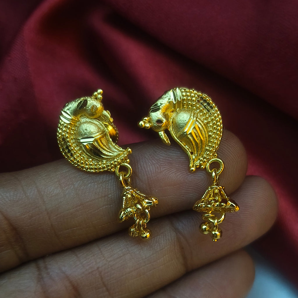 One gram forming polished Peacock earrings -E-1029
