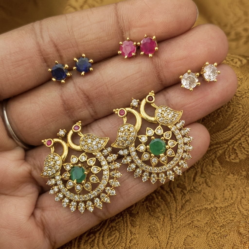 Versatile peacock-themed Changable earrings-E-1030