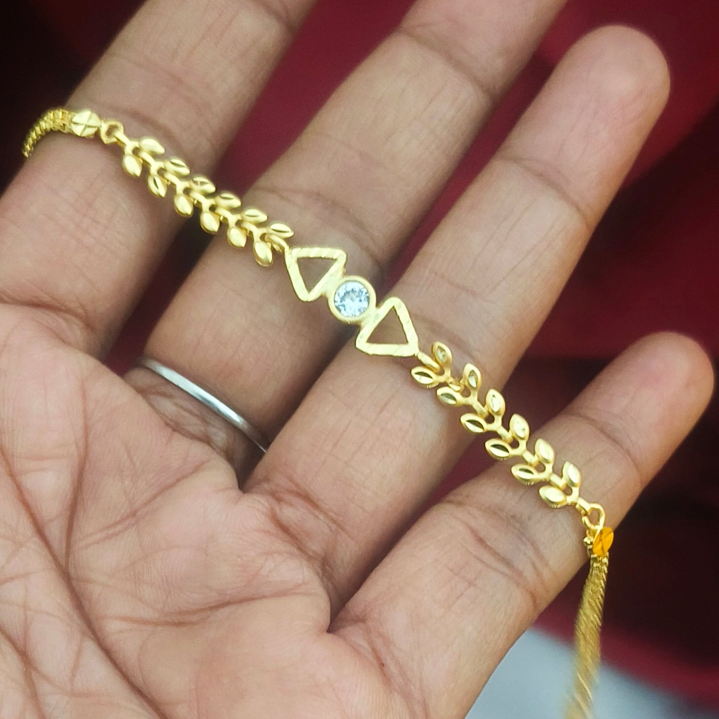 White Stoned One gram forming bracelet BR1003