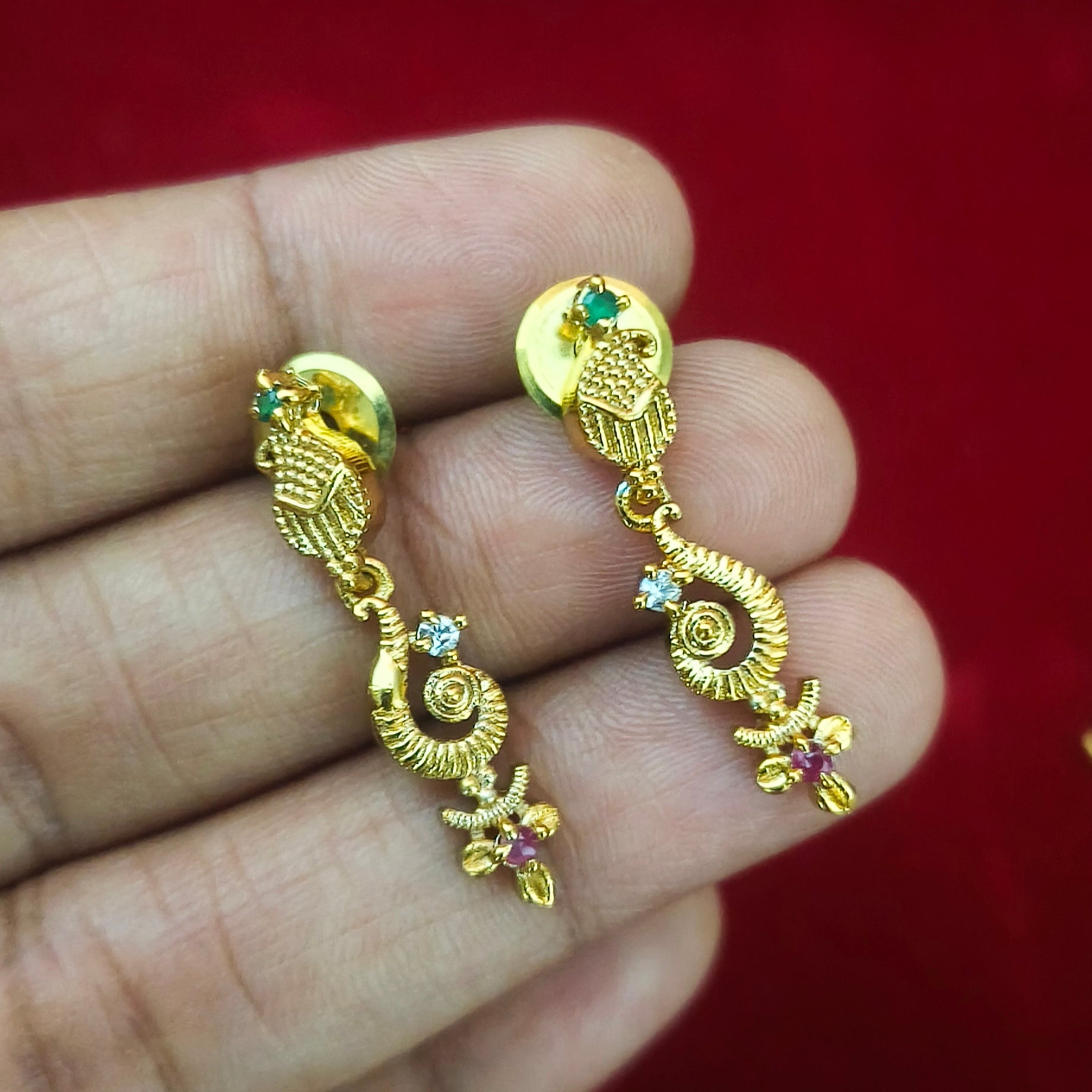 Traditional Matte Gold Plated Peacock Manga Malai Necklace Set NM-1057