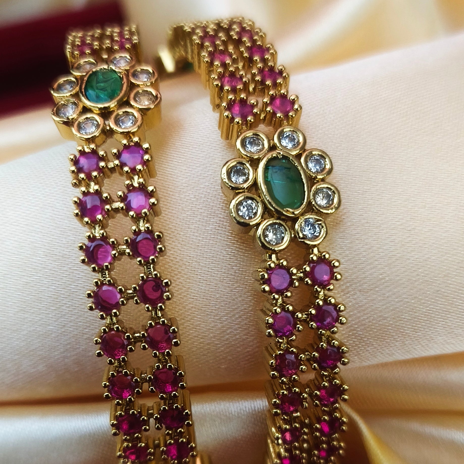 Ruby Kemp-Style Stone Bangles B - 61003