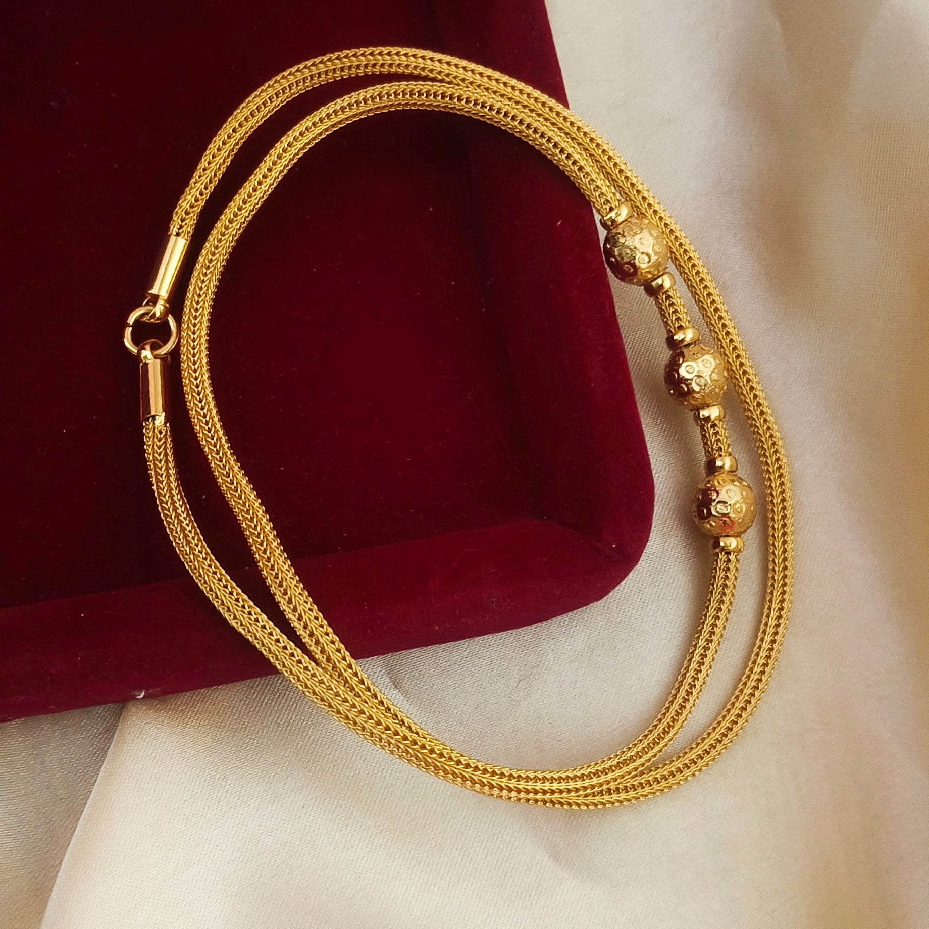 Traditional three ball mugappu chain CH-11001