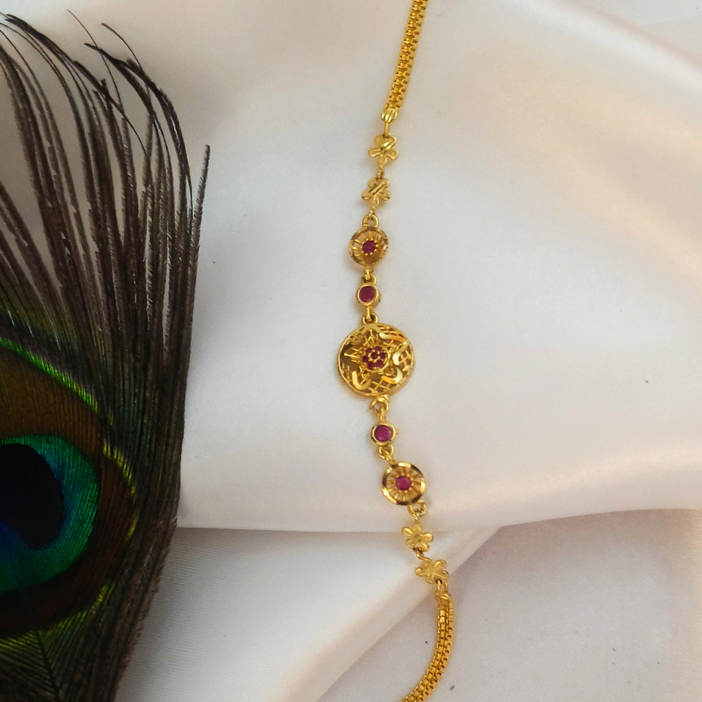 Traditional Floral Filigree one Gram Gold Polished Bracelet BR-51001