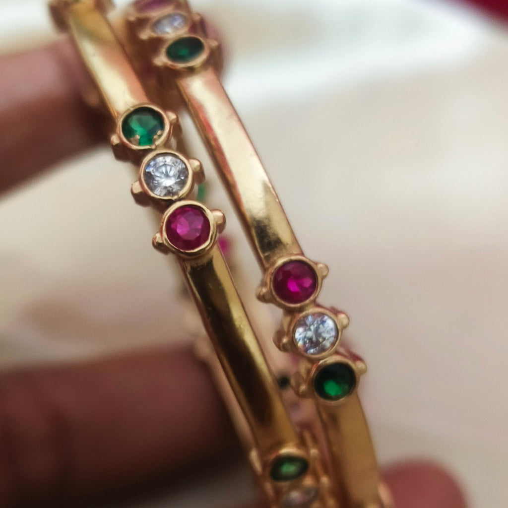 PURE IMPON UNPOLISHED bangles Multi stoned BN- 61002