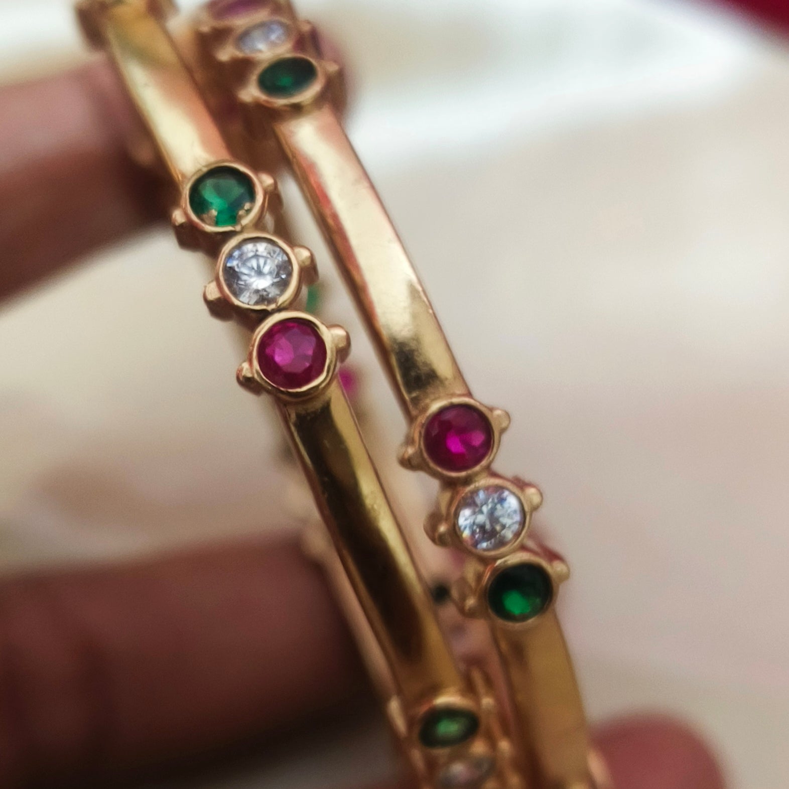 PURE IMPON UNPOLISHED bangles Multi stoned BN- 61002