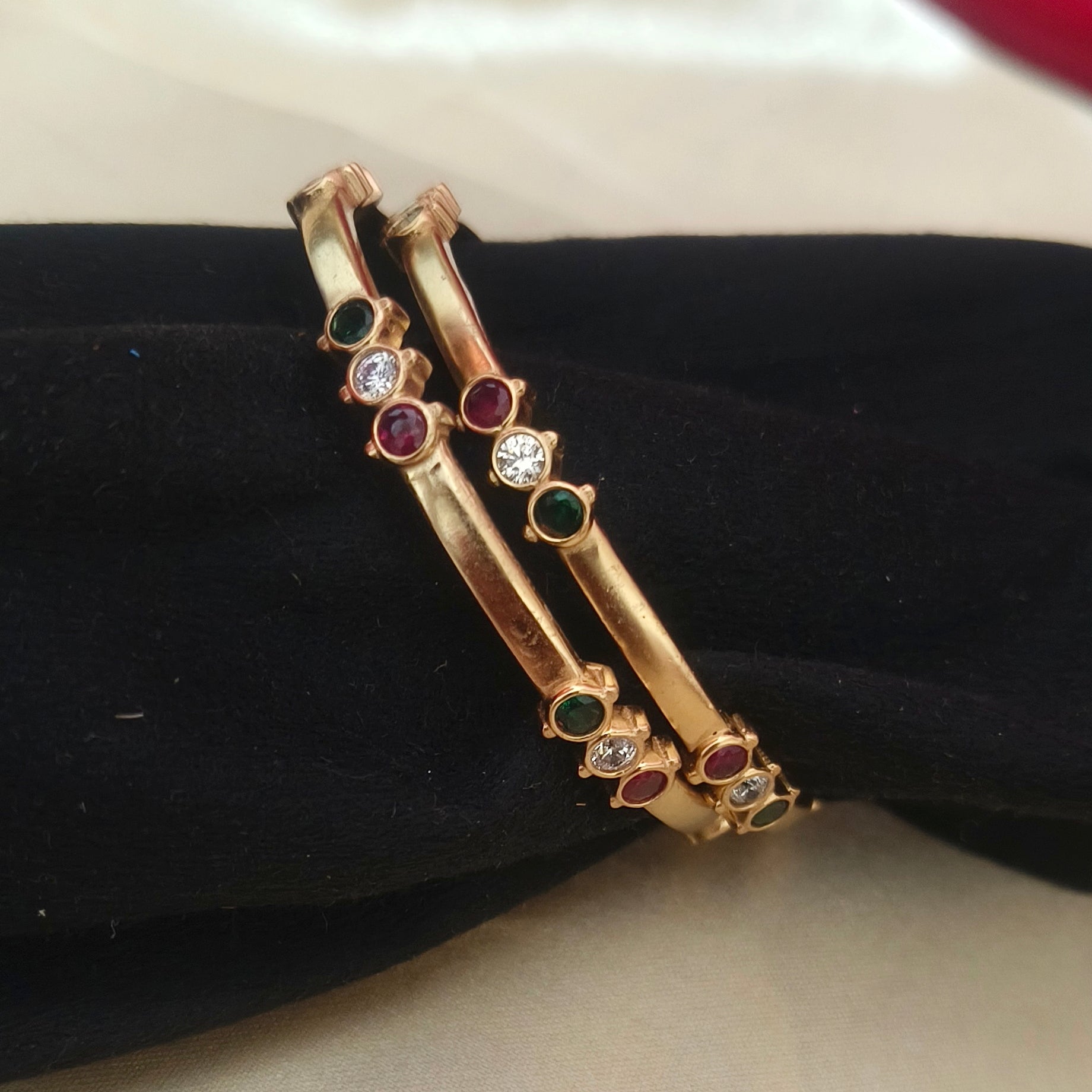 PURE IMPON UNPOLISHED bangles Multi stoned BN- 61002