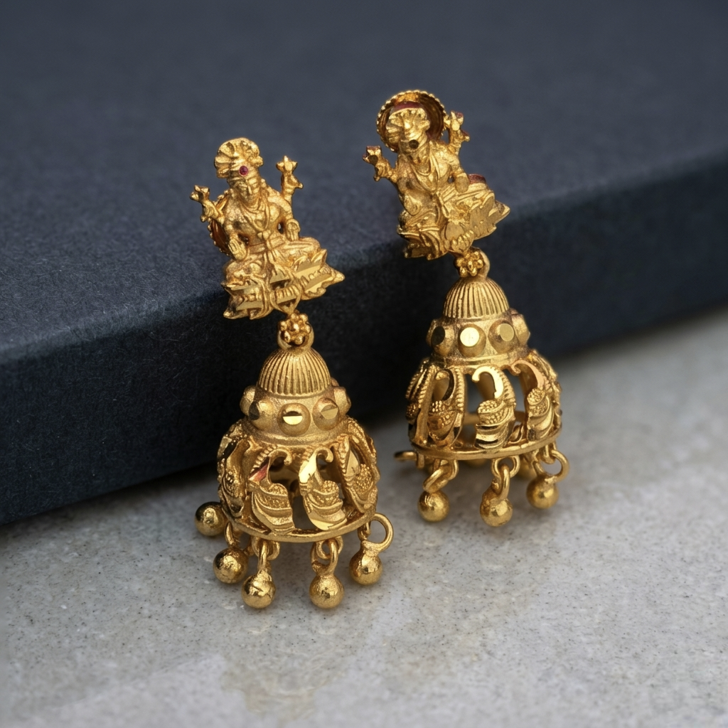 Temple-style Jhumka earrings EC - 31002