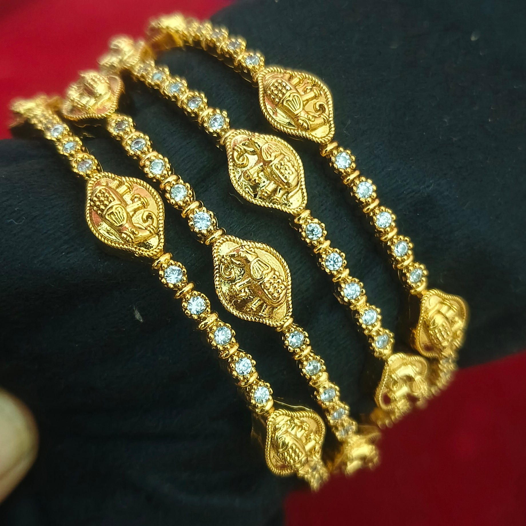 Temple-Style Elephant Motif Bangles B- 61002