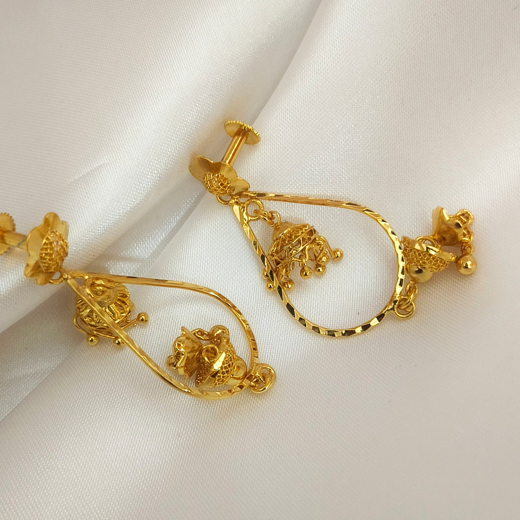 Traditional Micro-Plated Gold Earrings for Women EC - 31005
