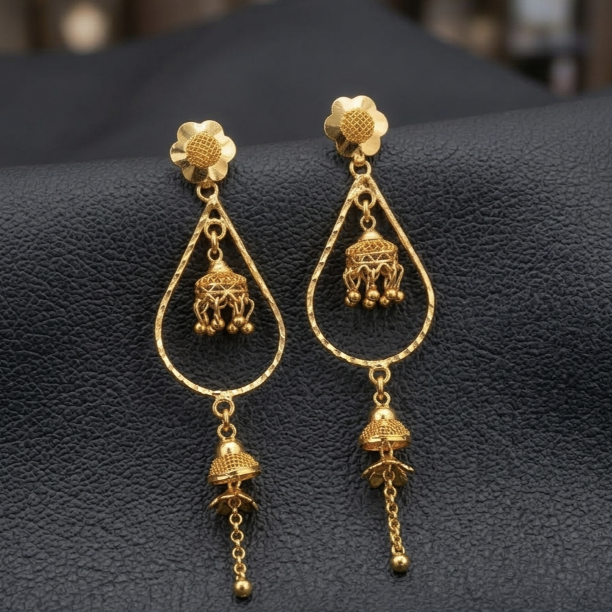 Traditional Micro-Plated Gold Earrings for Women EC - 31005
