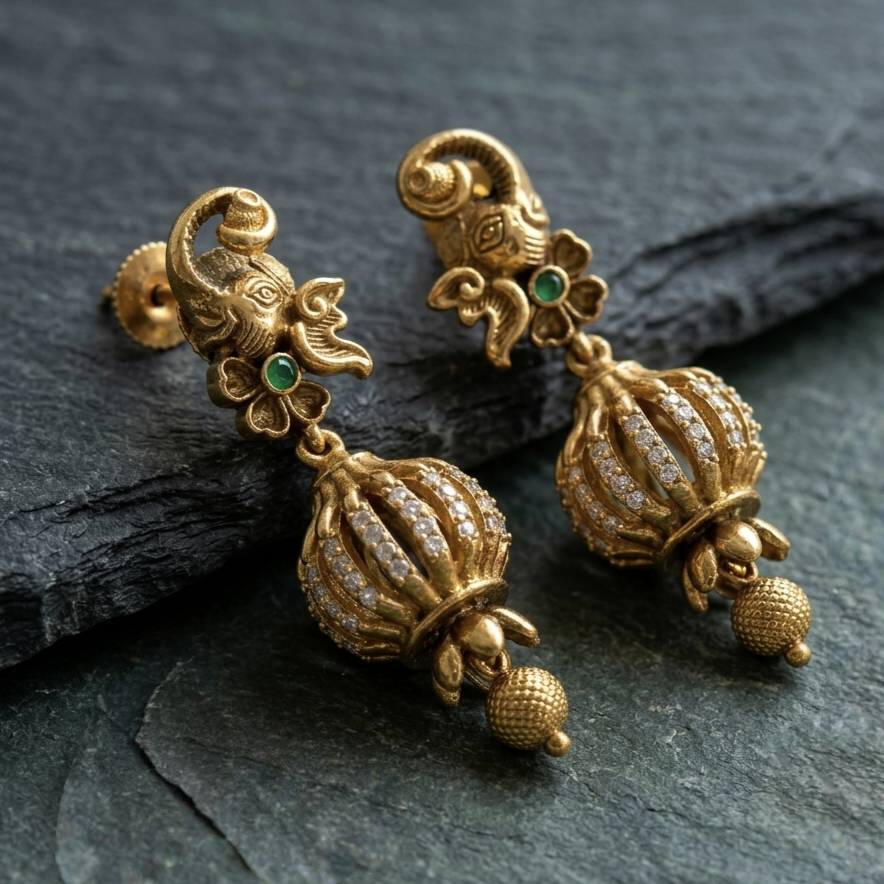Elephant Motif Premium Matt Jhumkas EC-31006