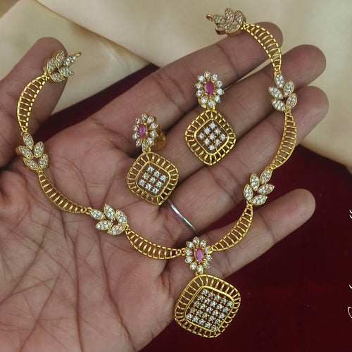 Floral matt premium quality neckset N - 41008