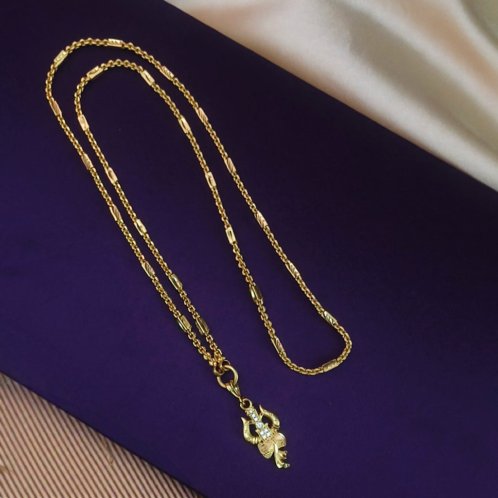 Divine Trishul Pendant with Designer Gold-Forming Chain DL-21016