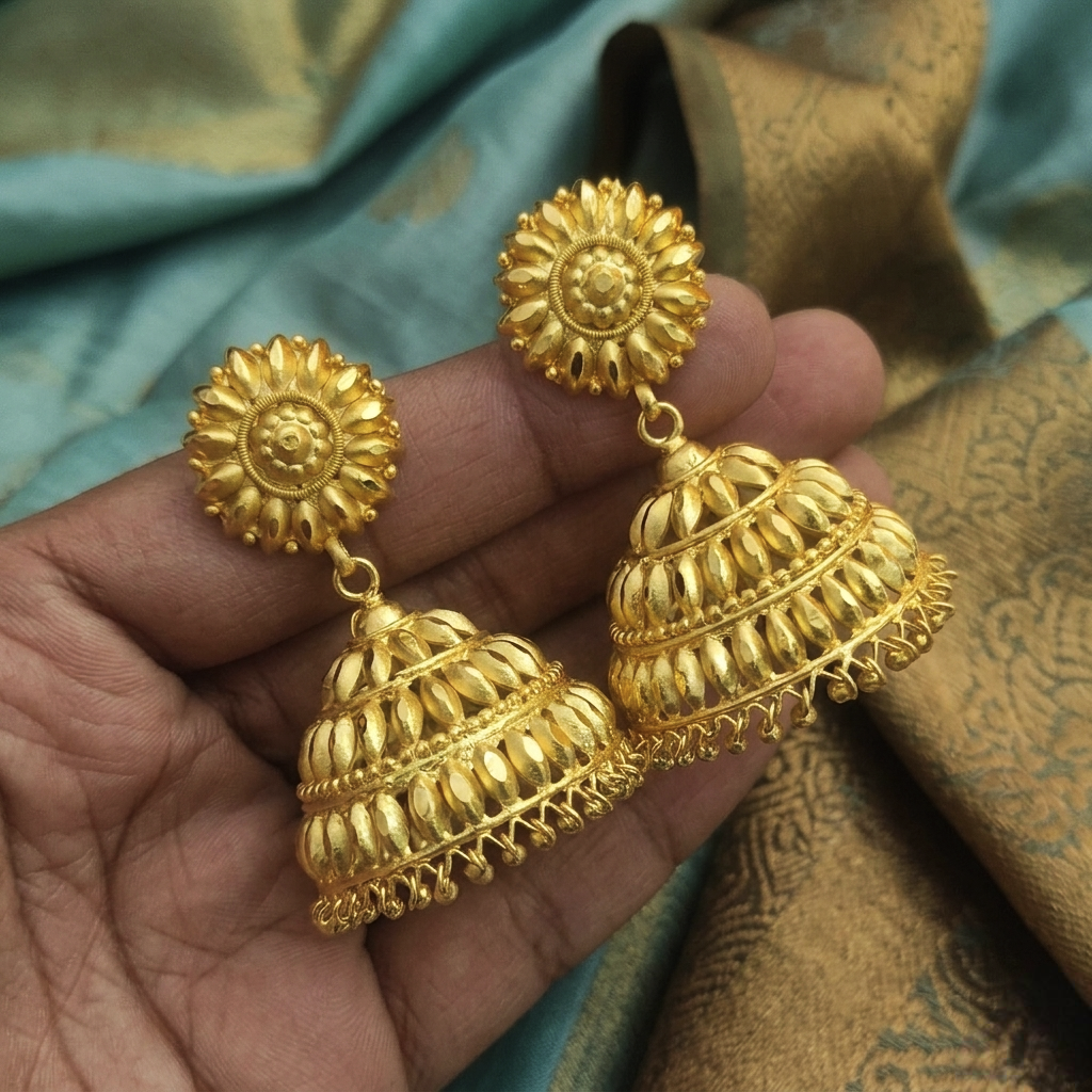 Big size floral kerala jhumkas E - 31018