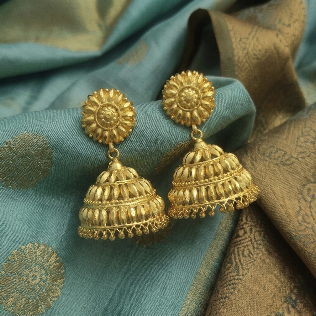 Big size floral kerala jhumkas E - 31018