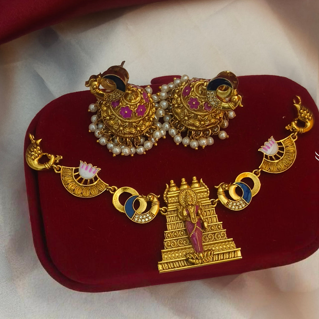 Divine necklace with meenakari design N-41013