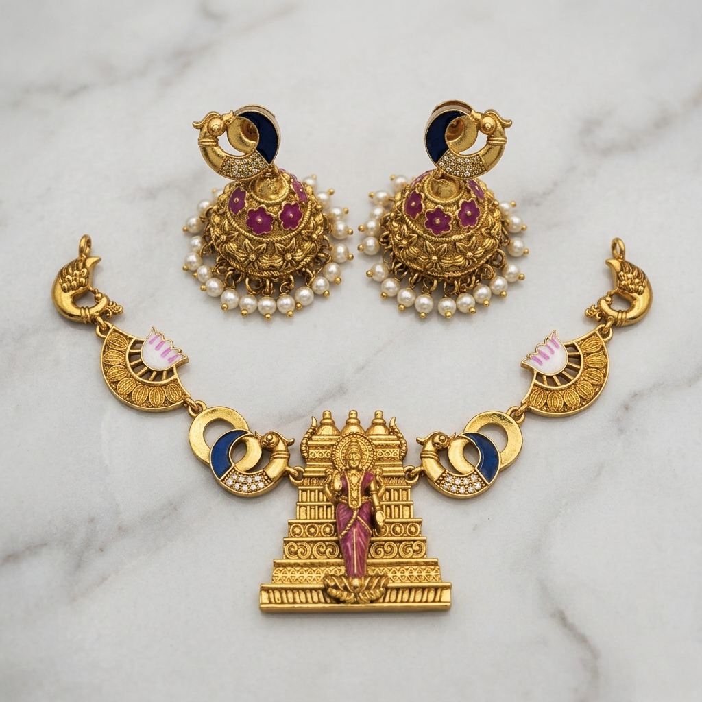 Divine necklace with meenakari design N-41013