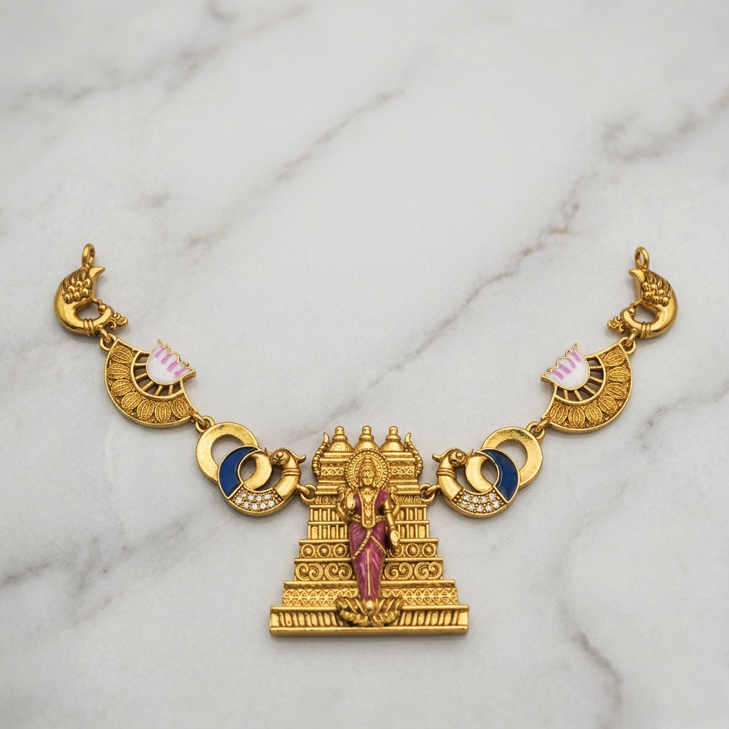 Divine necklace with meenakari design N-41013