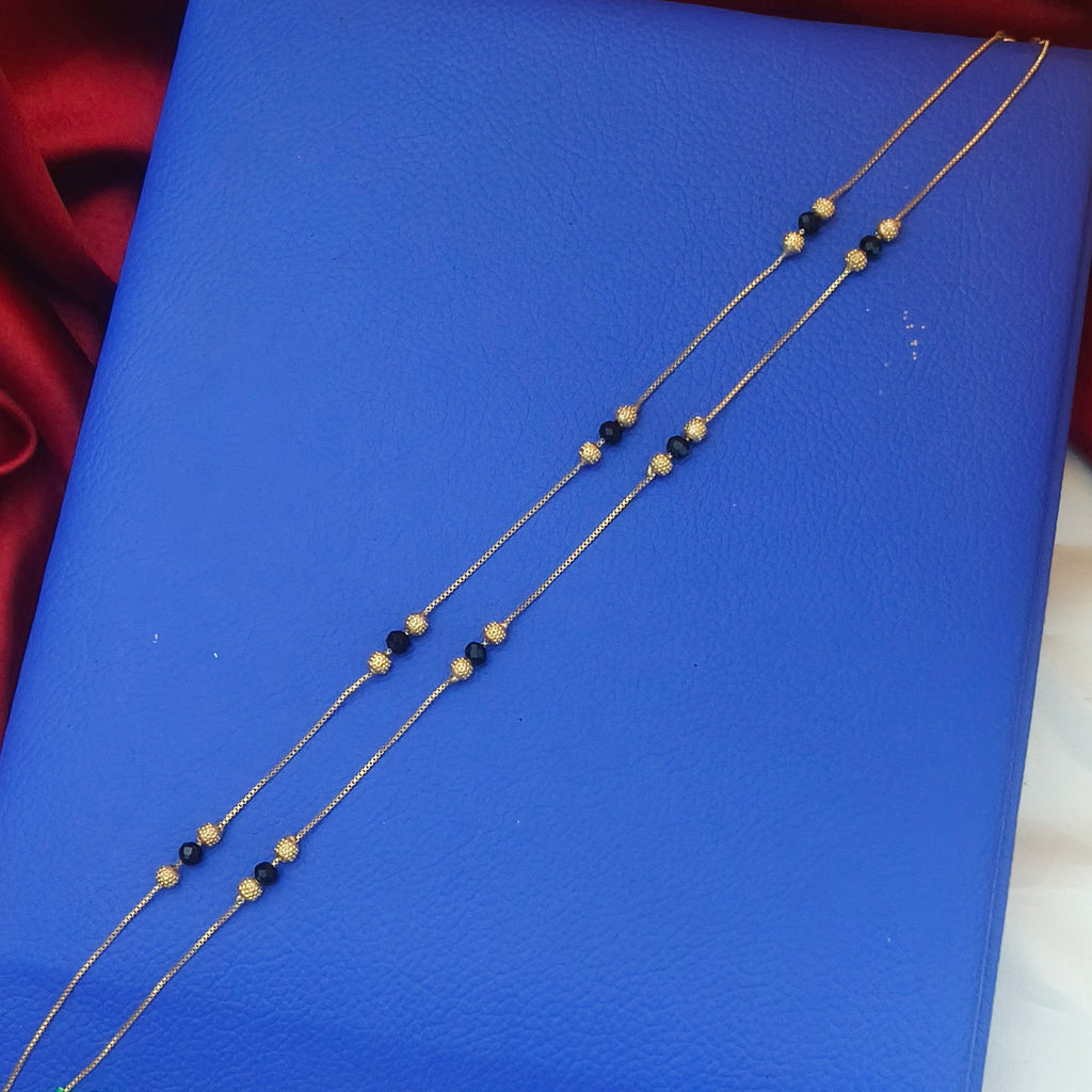 Pure impon Black beads Anklet - AN- 81003