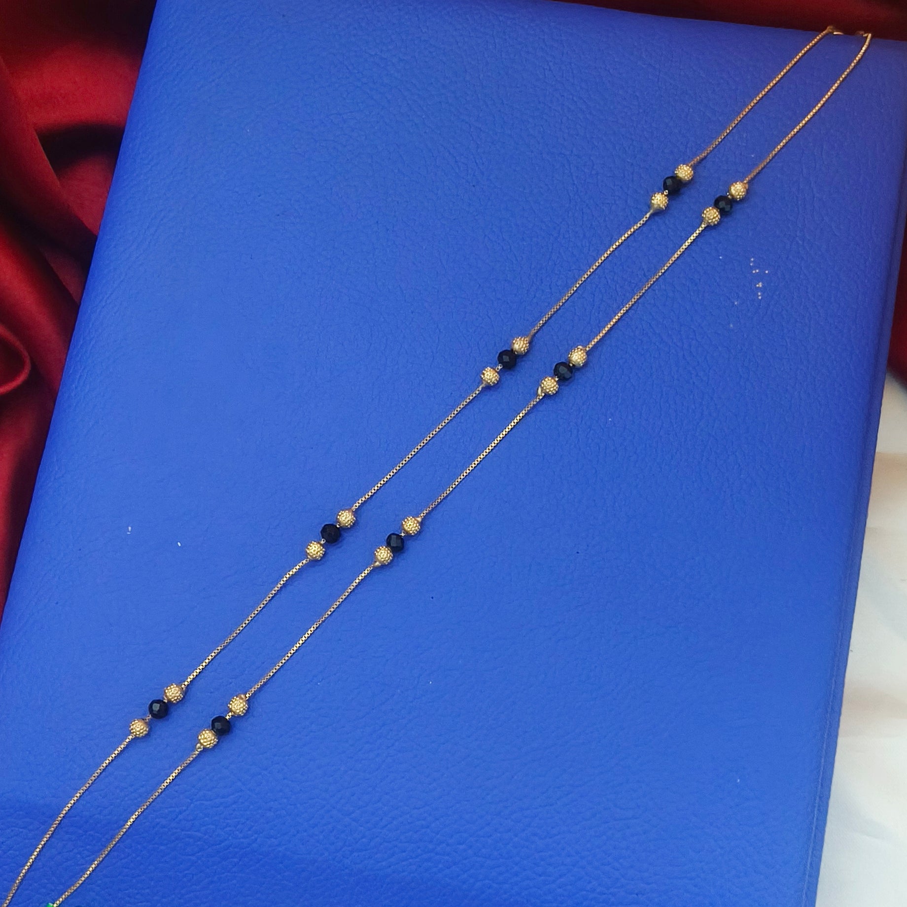Pure impon Black beads Anklet - AN- 81003