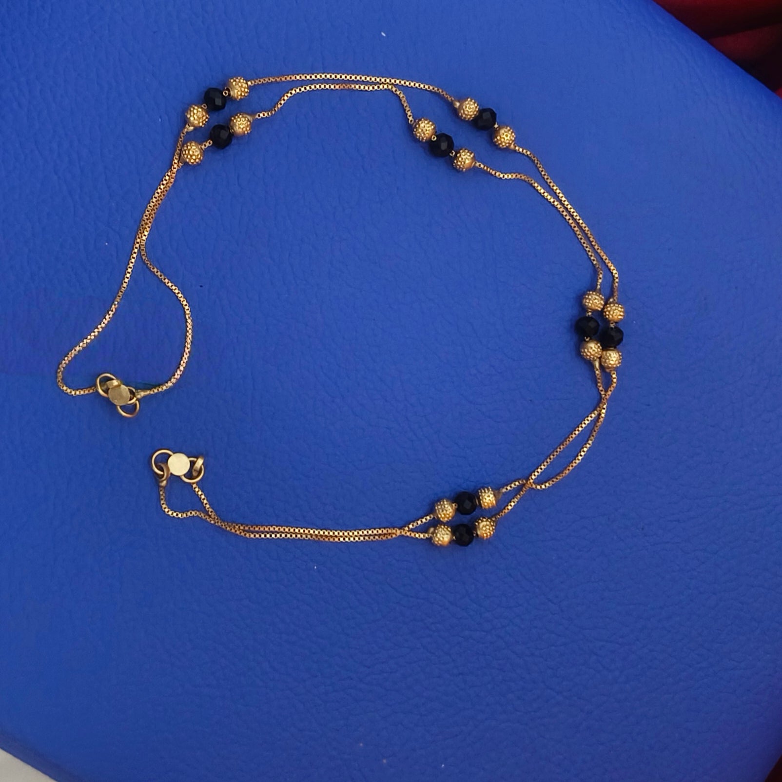 Pure impon Black beads Anklet - AN- 81003