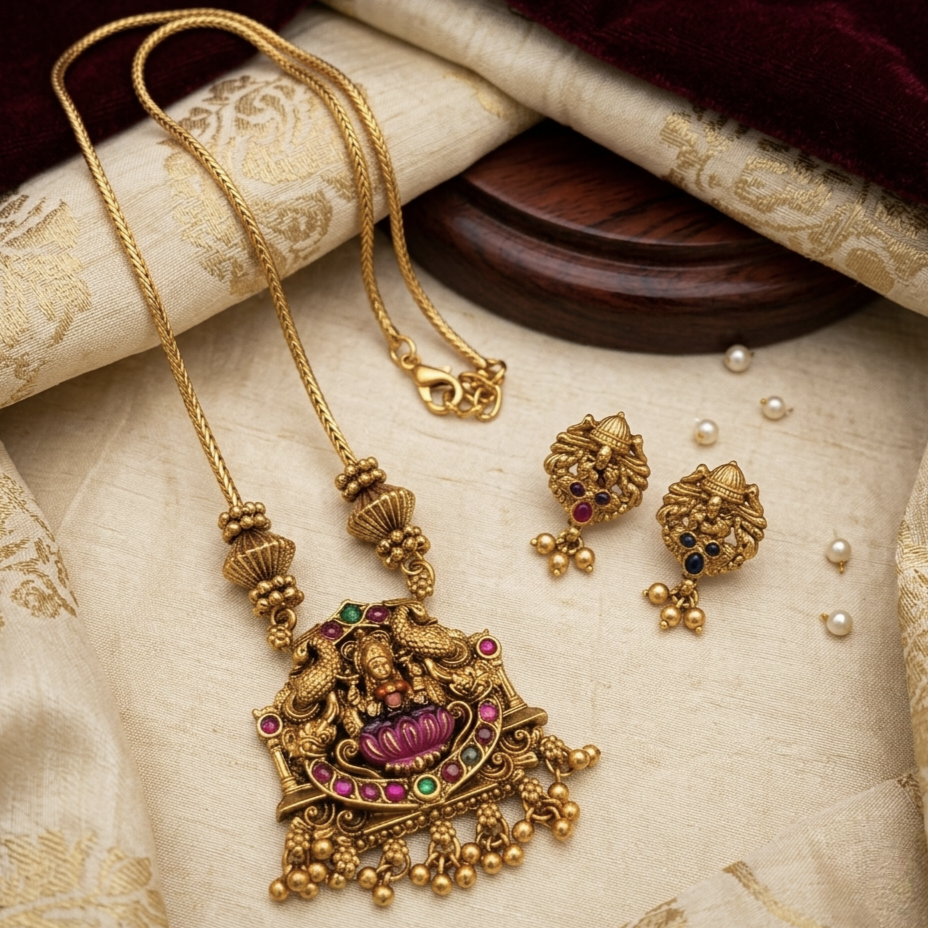 Antique temple neckset budget friendly N- 41017