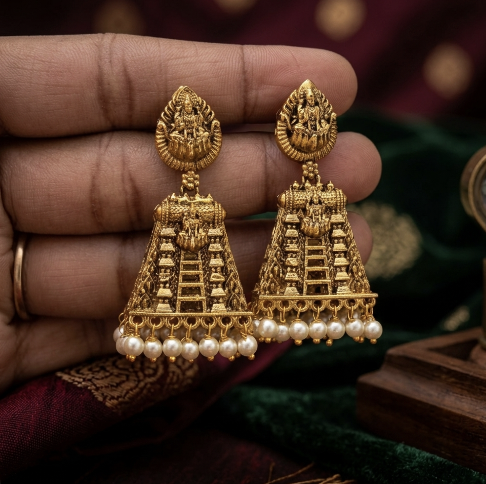 Kopuram jhumka Temple-Style Jhumkas E-31023