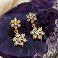 Traditional Five-Metal (Panchaloha) Floral Ear Studs with Drops E-31024