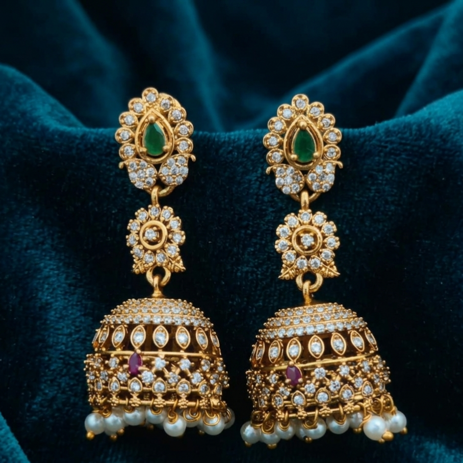 Grand jhumka AD stone E-31025