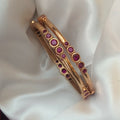 Traditional Pure Impon (Panchaloha) Ruby-Stone Bangles – Unpolished Finish B-61018