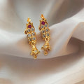 Traditional Impon (Panchaloha) Ruby & White Stone Earrings E- 31026