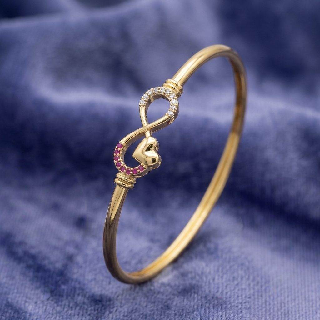 Infinity Heart Gold Bangle bracelet B- 51012