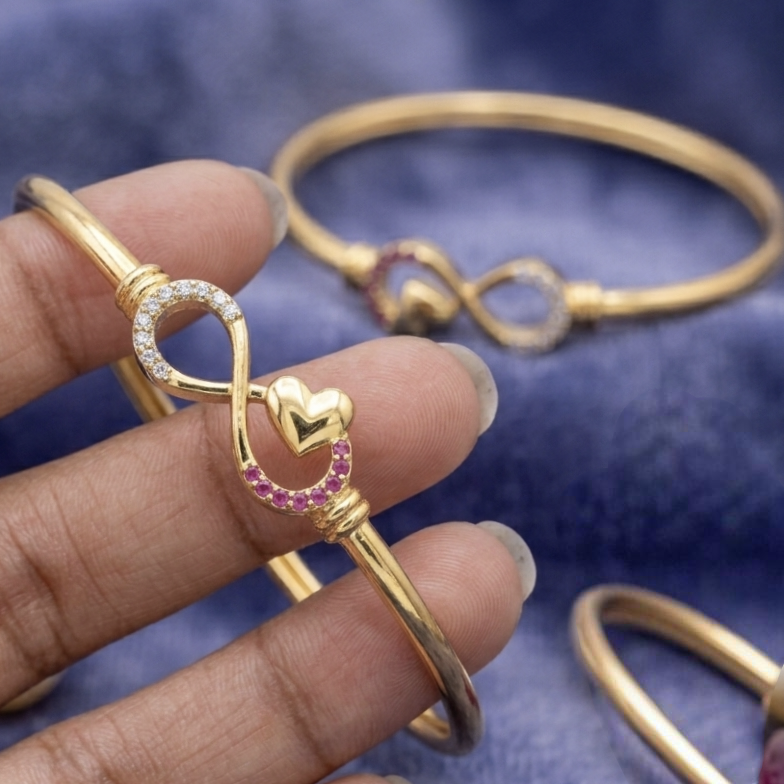 Infinity Heart Gold Bangle bracelet B- 51012
