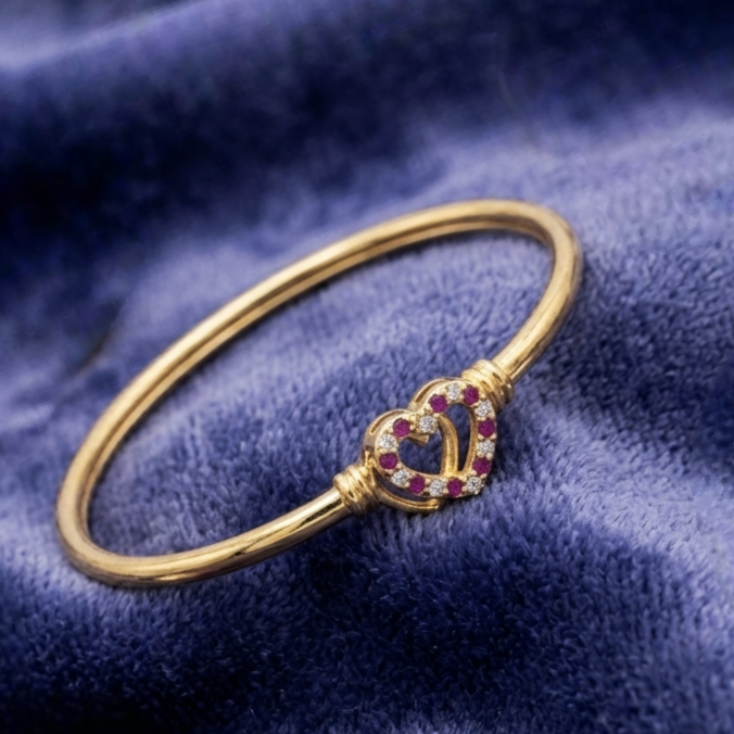 Twin Hearts Gold Bangle bracelet BR- 51013