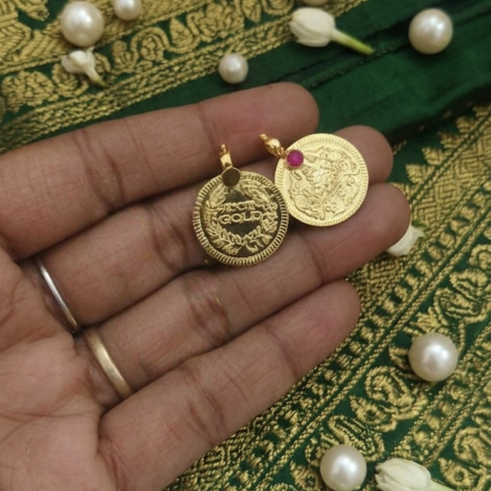 Thali urukal ruby stoned coin 1 pair TH1005