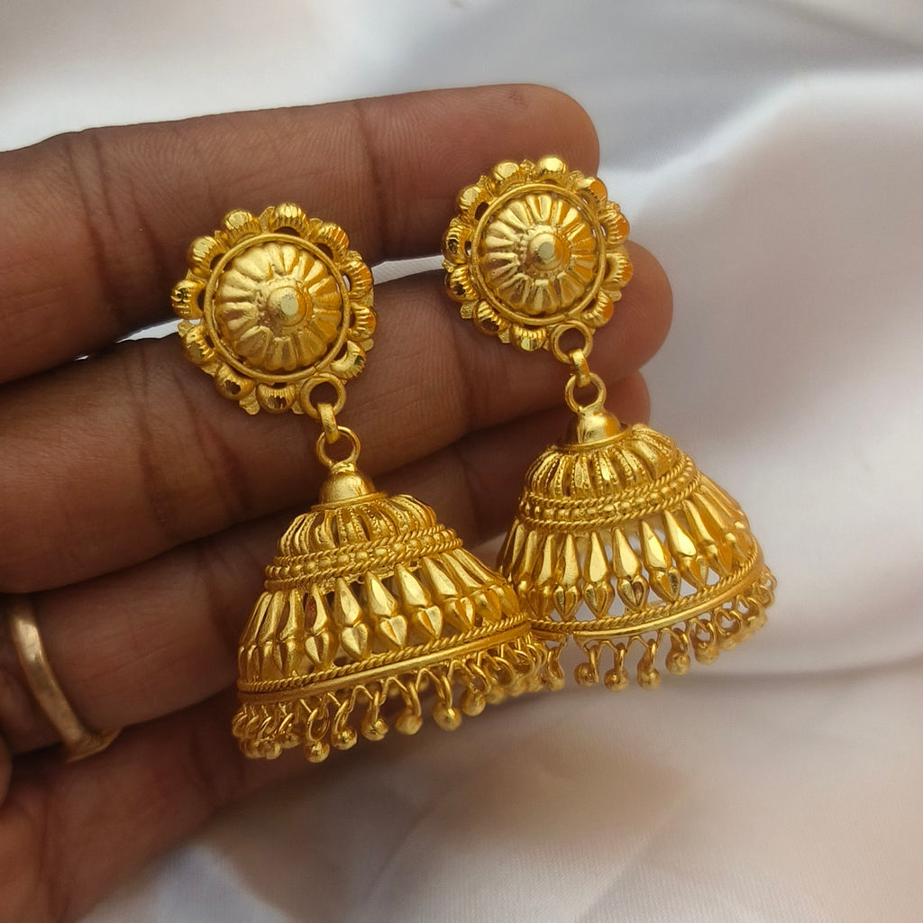 Gold-Forming Jhumka Earrings E-31034