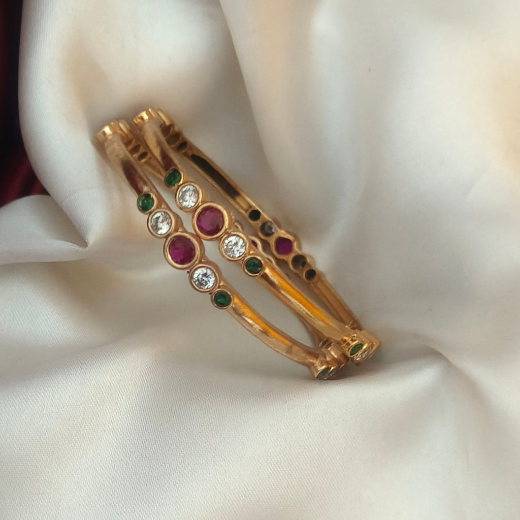 Multi-Stone pure Impon unpolished Bangles (Set of 2)B- 61011