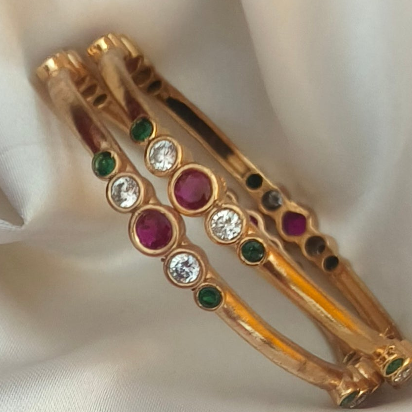 Multi-Stone pure Impon unpolished Bangles (Set of 2)B- 61011