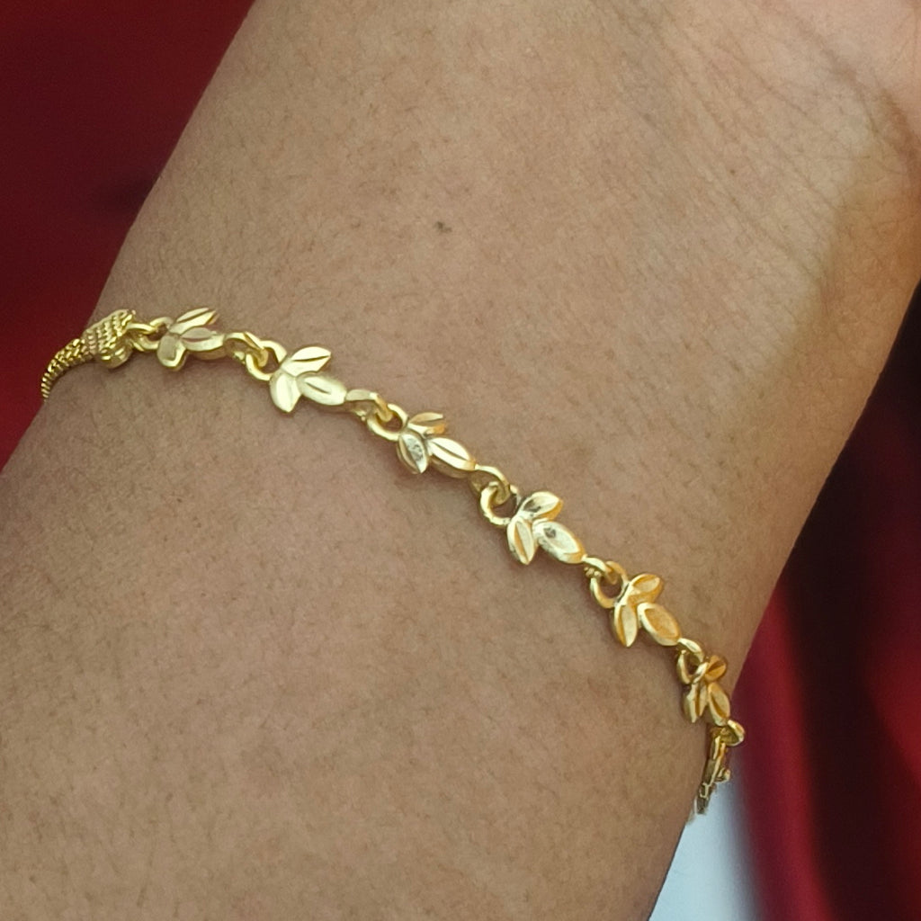 Pure impon unpolished bracelet leaf pattern BR-51027