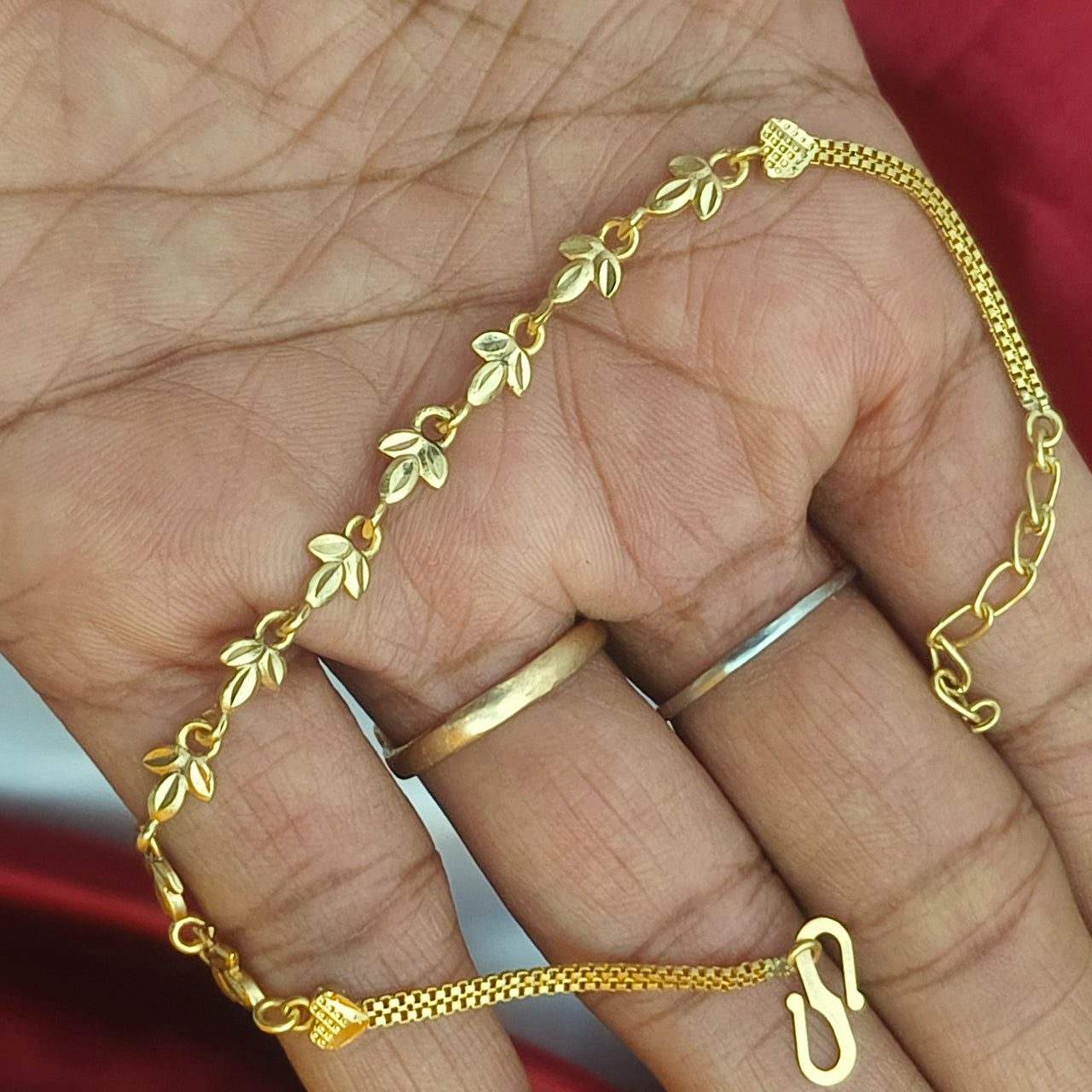 Pure impon unpolished bracelet leaf pattern BR-51027