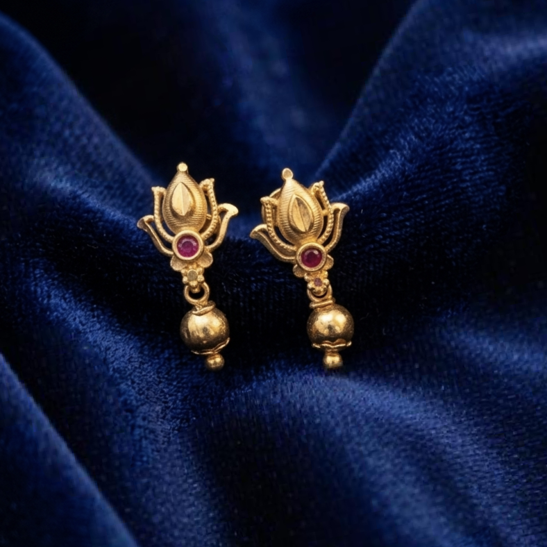 One gram forming lotus earrings E-31031
