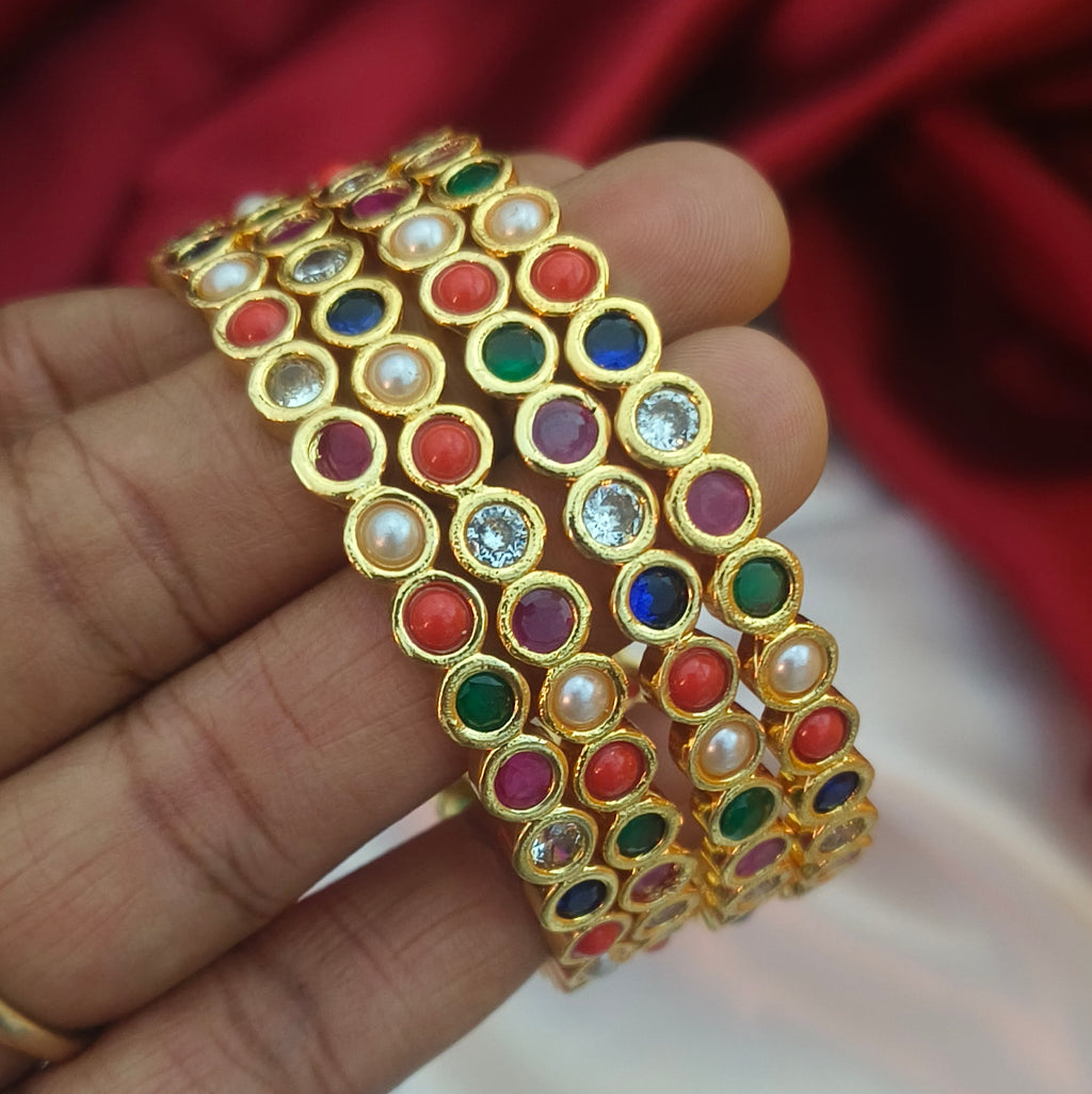 Navratna-Inspired Multi-Ston Bangle Set (4 bangles) B- 61022