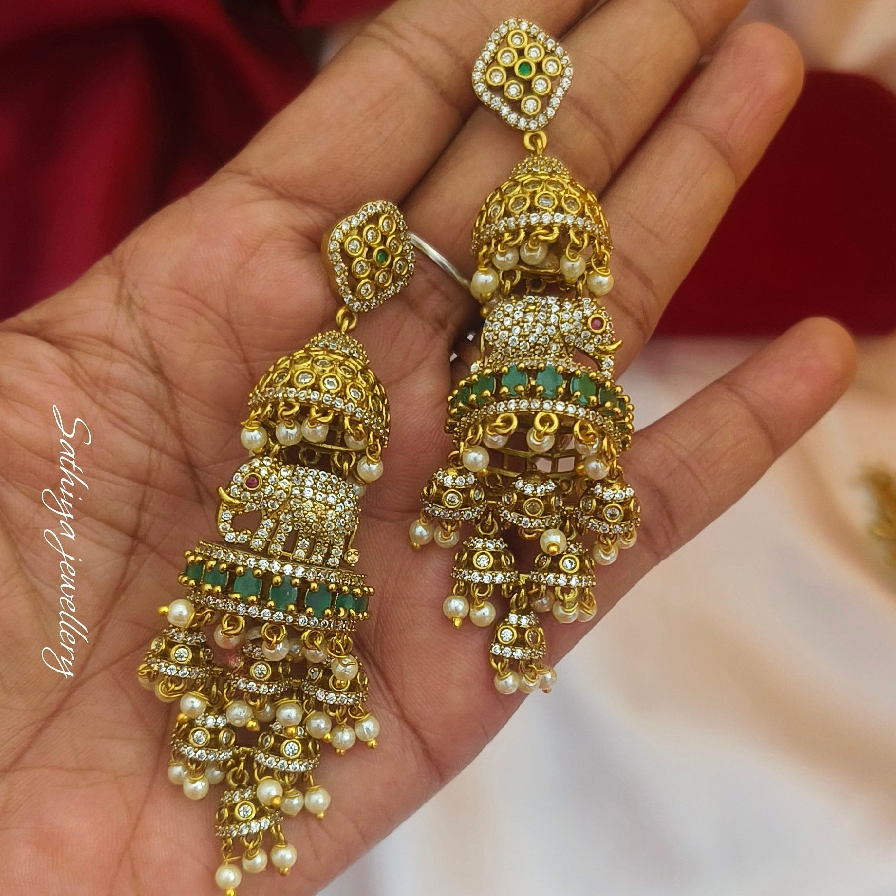 Majestic Elephant Tiered Jhumkas E- 31036