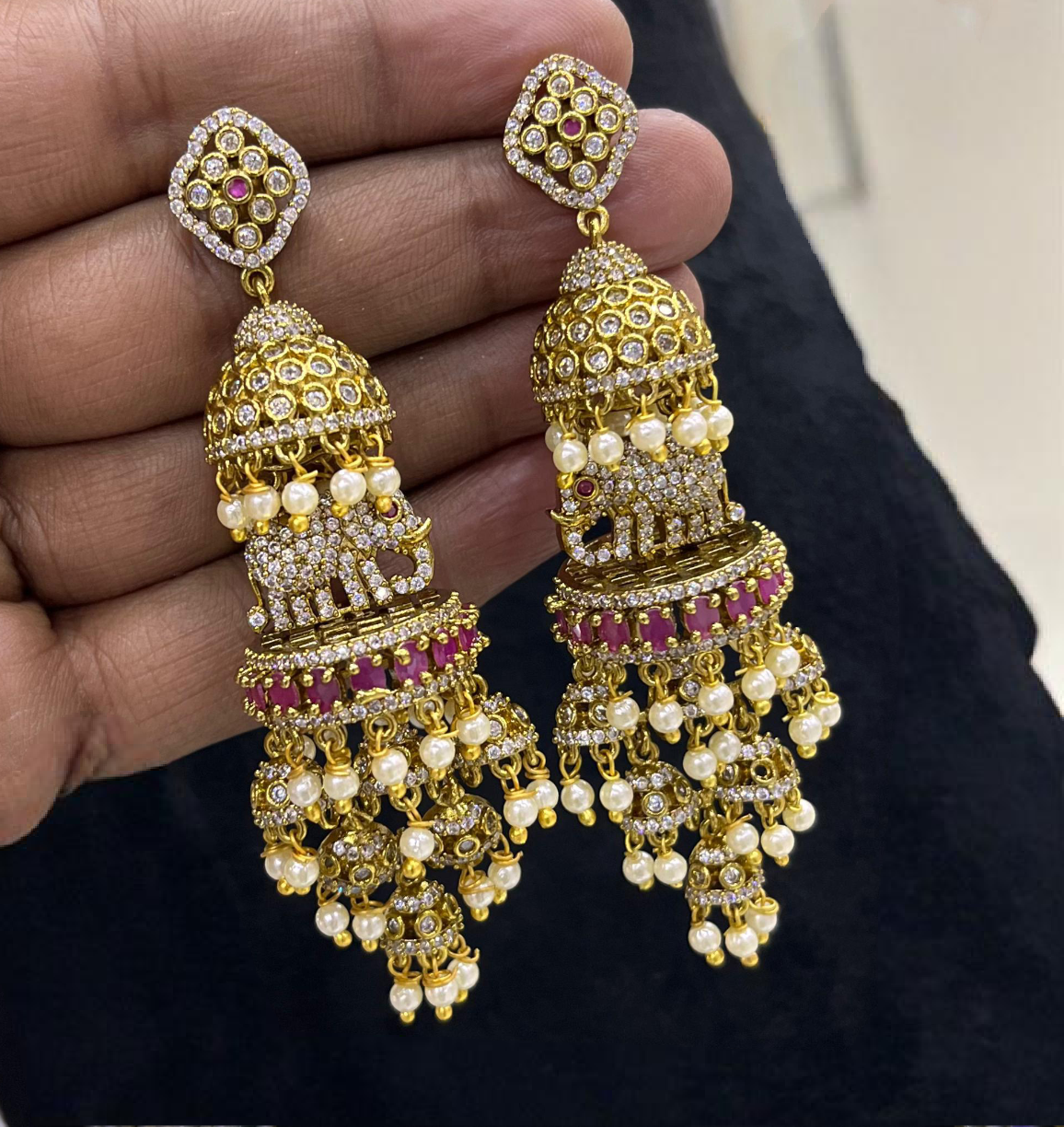 Majestic Elephant Tiered Jhumkas E- 31036
