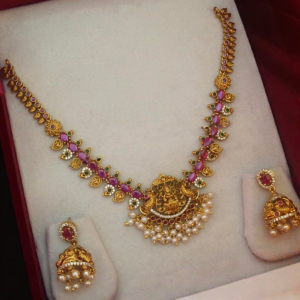 Lakshmi goddess temple necklace premium quality N- 41020